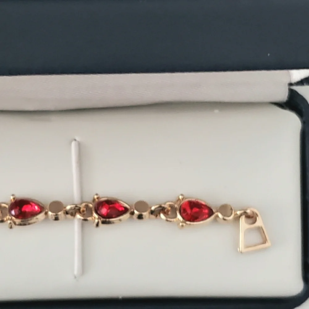 NEW Ruby and Gold Bracelet with Rhinestones